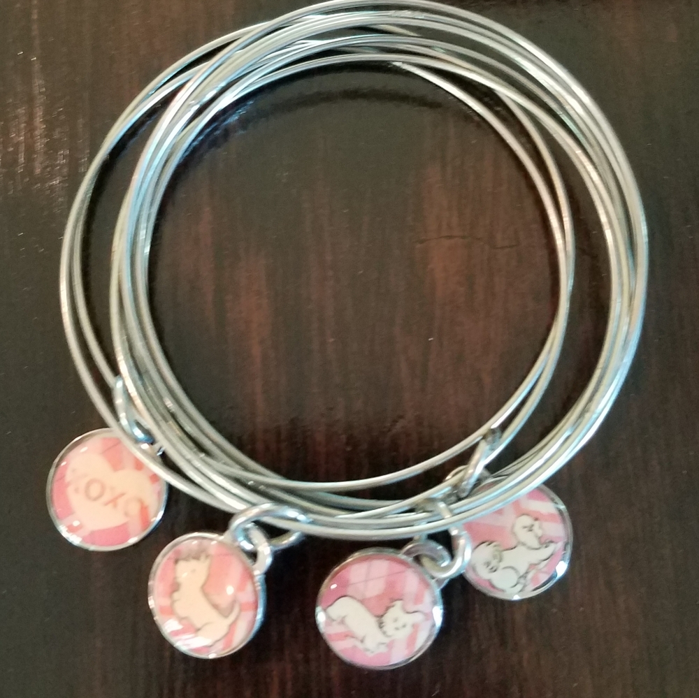 Dogs! Handcrafted charm bangle bracelet.